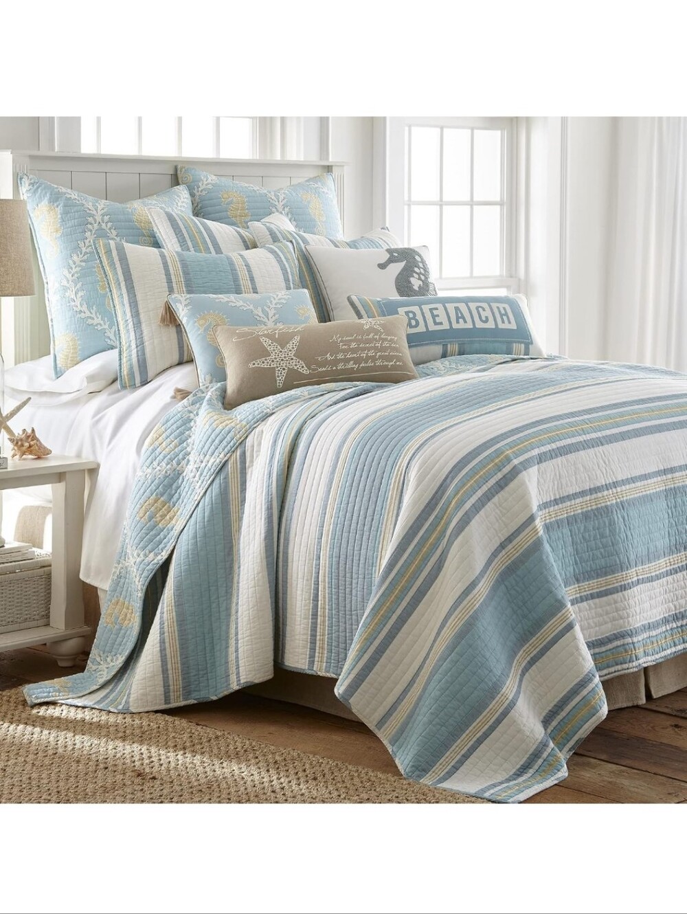 Levtex Home - Kailua Quilt Set - King Quilt + Two King Pillow Shams - Stripe